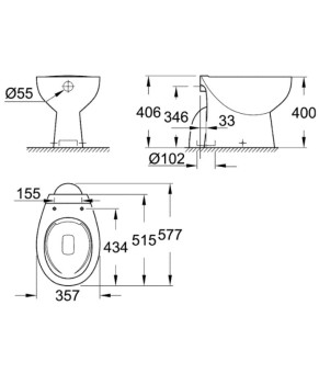 Чаша унітазу Grohe Bau Ceramic Rimless 39431000
