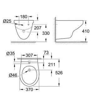 Биде Grohe Bau Ceramic 39433000