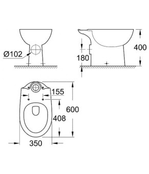 Чаша унитаза Grohe Bau Ceramic Rimless 39428000