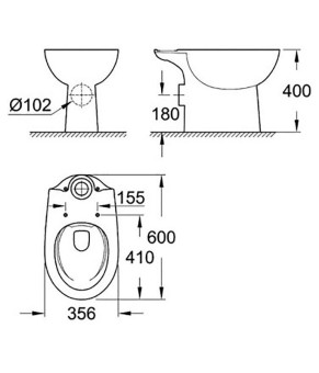Чаша унитаза Grohe Bau Ceramic Rimless 39349000
