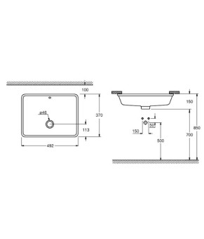 Встраиваемая раковина под столешницу Grohe Cube Ceramic 50 см с покрытием PureGuard, 3948000H