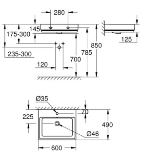 Раковина Grohe Cube Ceramic 3947300H