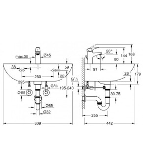 Раковина со смесителем Grohe Bau Ceramic 39472000