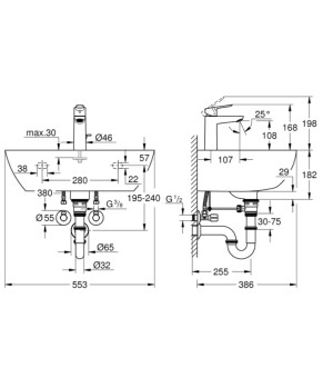 Раковина со смесителем Grohe Bau Ceramic 39643000