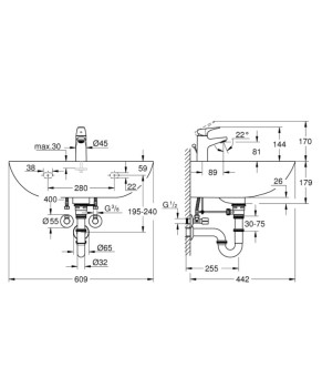 Раковина со смесителем Grohe Bau Ceramic 39644000