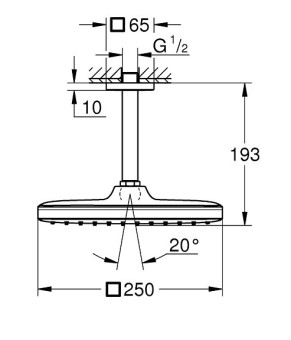 Верхний душ с кронштейном Grohe Tempesta Cube 26688000