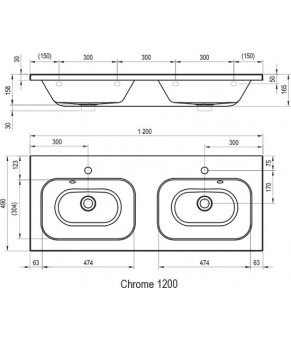 Сдвоенный умывальник Ravak Chrome 1200 XJG01112000
