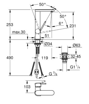 Смеситель Grohe Plus 23844003