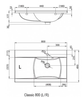 Умывальник Ravak Classic 800 P XJDP1180000