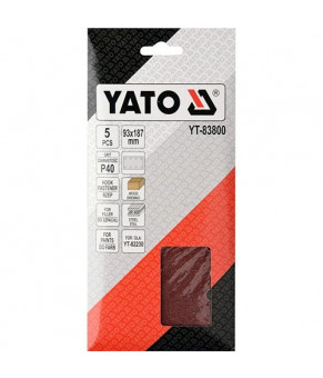 Бумага шлифовальная на липучке Yato 93 х 187 мм Р40 5 шт YT-83800