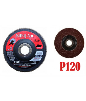 Круг лепестковый шлифовальный Virok Ninja Zirconium Т27 125х22 мм Р120 Al Inox Steel 65V312