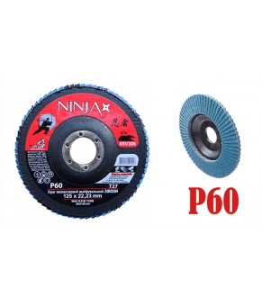 Круг лепестковый шлифовальный Virok Ninja Zirconium Т27 125х22 мм Р60 Al Inox Steel 65V306