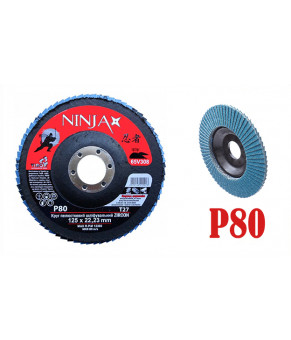 Круг лепестковый шлифовальный Virok Ninja Zirconium Т27 125х22 мм Р80 Al Inox Steel 65V308