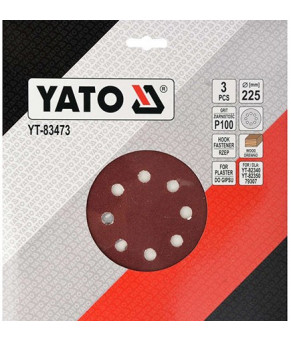 Круг шлифовальный с наждачной бумаги на липучке Yato 225 мм Р60 к YT-82340 и YT-82350 3 шт YT-83471