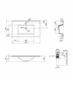 Комплект Qtap тумба напольная Scorpio 800х825х460 мм White + раковина врезная Albatross E QT71SC43962