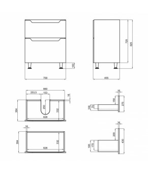 Комплект Qtap тумба напольная Scorpio 700х825х460 мм Graphite + раковина врезная Albatross New QT71SC44005