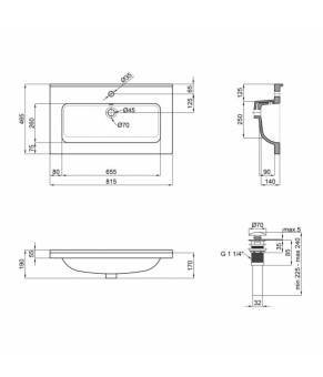 Комплект Qtap тумба напольная Taurus 800х800х437 мм Whitish oak + раковина врезная Albatross 01 QT71TA44014