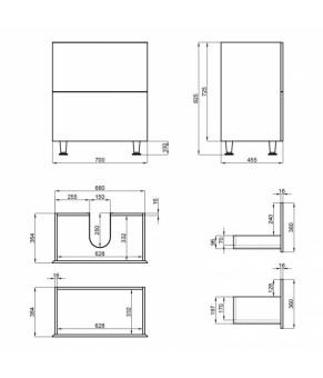 Комплект Qtap тумба напольная Tern 700х725х437 мм White + раковина врезная Albatross New QT71TE44091