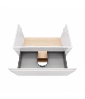 Комплект Qtap тумба подвесная Robin 700х580х437 мм White/Whitish oak + раковина врезная Albatross E QT71RO44005