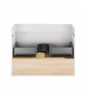 Комплект Qtap тумба подвесная Robin 700х580х437 мм White/Whitish oak + раковина врезная Albatross E QT71RO44005