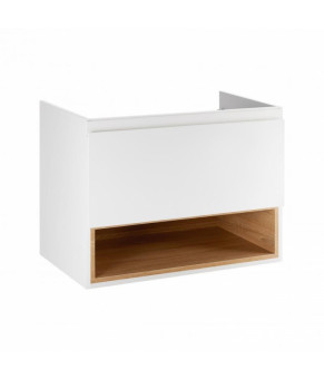 Комплект Qtap тумба подвесная Robin 700х580х437 мм White/Whitish oak + раковина врезная Albatross New QT71RO44006
