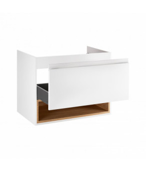 Комплект Qtap тумба подвесная Robin 700х580х437 мм White/Whitish oak + раковина врезная Albatross New QT71RO44006