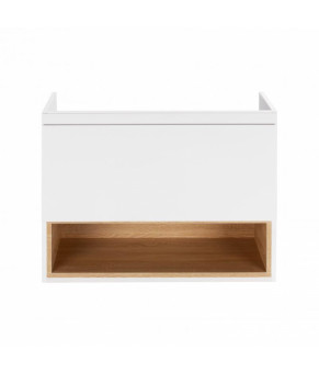 Комплект Qtap тумба подвесная Robin 700х580х437 мм White/Whitish oak + раковина врезная Albatross New QT71RO44006