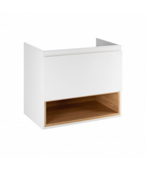 Комплект Qtap тумба подвесная Robin 600х580х437 мм White/Whitish oak + раковина врезная Albatross 01 QT71RO43992