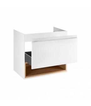 Комплект Qtap тумба подвесная Robin 600х580х437 мм White/Whitish oak + раковина врезная Albatross 01 QT71RO43992
