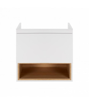 Комплект Qtap тумба подвесная Robin 600х580х437 мм White/Whitish oak + раковина врезная Albatross 9H QT71RO43993