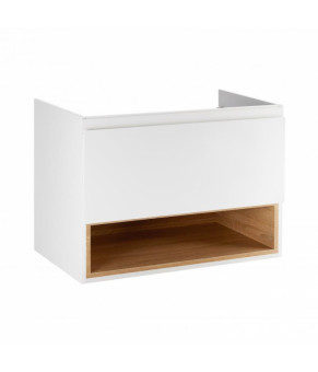 Комплект Qtap тумба подвесная Robin 800х580х437 мм White/Whitish oak + раковина врезная Albatross New QT71RO44040