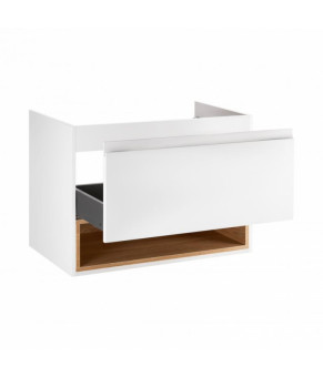 Комплект Qtap тумба подвесная Robin 800х580х437 мм White/Whitish oak + раковина врезная Albatross New QT71RO44040
