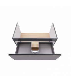 Комплект Qtap тумба подвесная Robin 700х580х437 мм Graphite/Whitish oak + раковина врезная Albatross E QT71RO44049