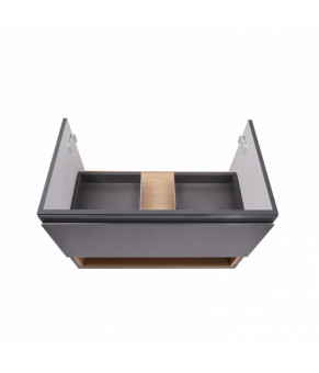 Комплект Qtap тумба подвесная Robin 700х580х437 мм Graphite/Whitish oak + раковина врезная Albatross E QT71RO44049