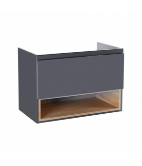Комплект Qtap тумба подвесная Robin 700х580х437 мм Graphite/Whitish oak + раковина врезная Albatross New QT71RO44050