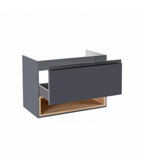 Комплект Qtap тумба подвесная Robin 700х580х437 мм Graphite/Whitish oak + раковина врезная Albatross New QT71RO44050
