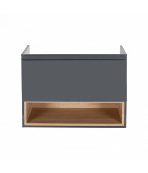 Комплект Qtap тумба подвесная Robin 700х580х437 мм Graphite/Whitish oak + раковина врезная Albatross New QT71RO44050
