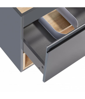 Комплект Qtap тумба подвесная Robin 700х580х437 мм Graphite/Whitish oak + раковина врезная Albatross New QT71RO44050