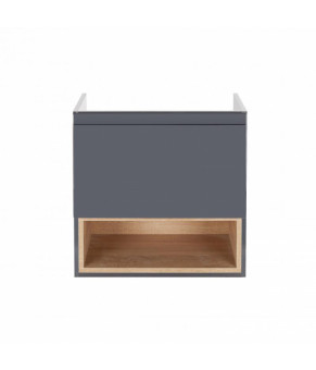 Комплект Qtap тумба подвесная Robin 600х580х437 мм Graphite/Whitish oak + раковина врезная Albatross 01 QT71RO44042