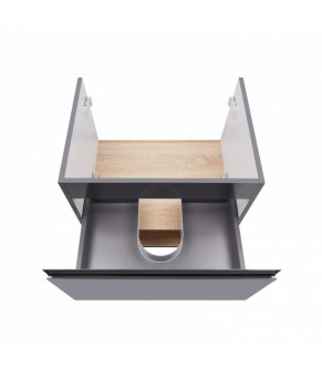 Комплект Qtap тумба подвесная Robin 600х580х437 мм Graphite/Whitish oak + раковина врезная Albatross 01 QT71RO44042