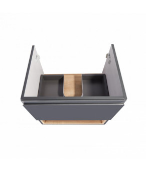 Комплект Qtap тумба подвесная Robin 600х580х437 мм Graphite/Whitish oak + раковина врезная Albatross 01 QT71RO44042