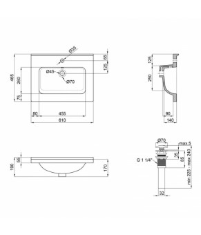 Комплект Qtap тумба подвесная Robin 600х580х437 мм Graphite/Whitish oak + раковина врезная Albatross 01 QT71RO44042