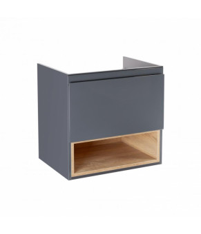 Комплект Qtap тумба подвесная Robin 600х580х437 мм Graphite/Whitish oak + раковина врезная Albatross 9H QT71RO44043