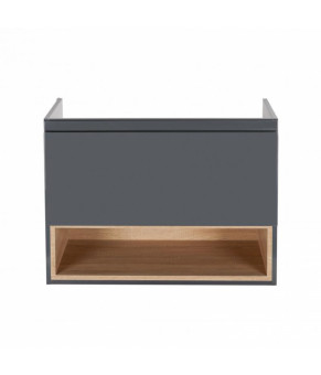 Комплект Qtap тумба подвесная Robin 800х580х437 мм Graphite/Whitish oak + раковина врезная Albatross 01 QT71RO44052