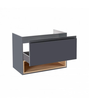 Комплект Qtap тумба подвесная Robin 800х580х437 мм Graphite/Whitish oak + раковина врезная Albatross 9H QT71RO44053