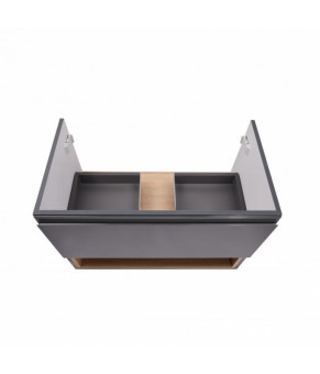 Комплект Qtap тумба подвесная Robin 800х580х437 мм Graphite/Whitish oak + раковина врезная Albatross 9H QT71RO44053