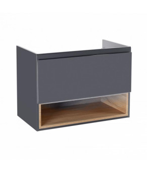 Комплект Qtap тумба подвесная Robin 800х580х437 мм Graphite/Whitish oak + раковина врезная Albatross E QT71RO44054