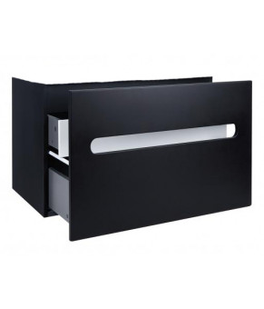 Комплект Qtap тумба подвесная Virgo 600х580х437 мм Black/White + раковина врезная Albatross 01 QT71V44058