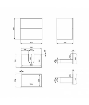 Комплект Qtap тумба подвесная Tern 600х580х437 мм Matt Black + раковина врезная Albatross QT71TE44115