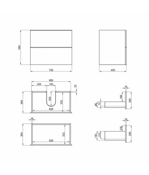 Комплект Qtap підвісна тумба Tern 700х580х437 мм White + раковина врізна Albatross QT71TE44102